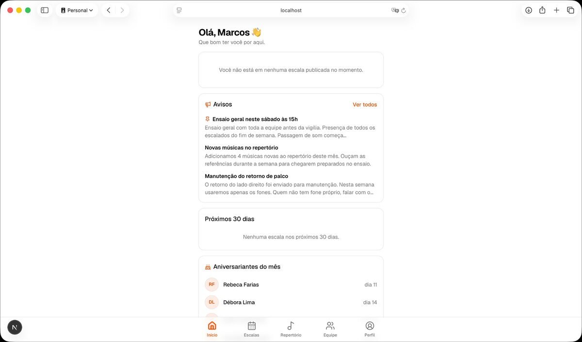Aplicativo de escalas e repertório pra músicos
